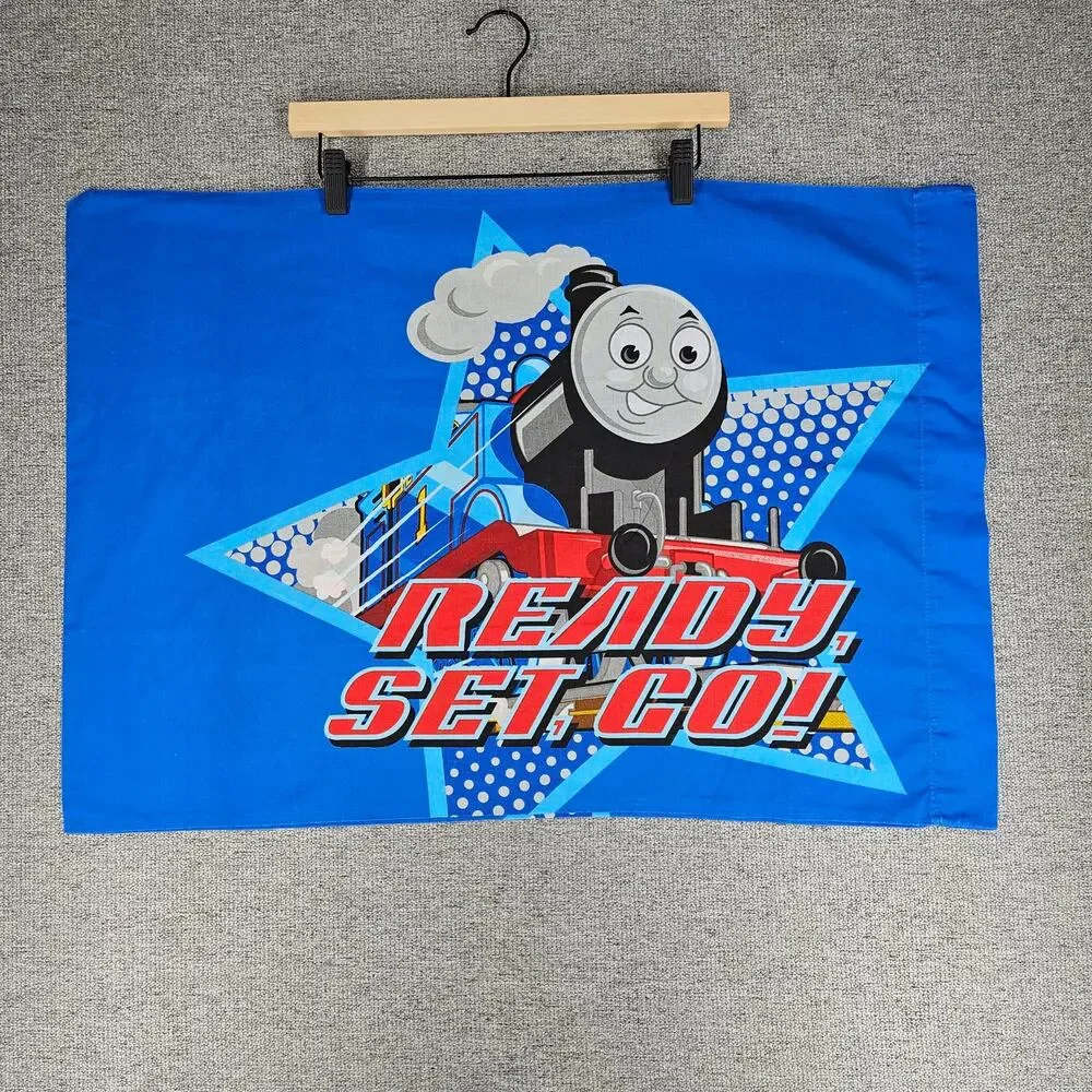 THOMAS & FRIENDS “READY, SET, GO!” STANDARD PILLOWCASE – BLUE – 2009 LIMITED